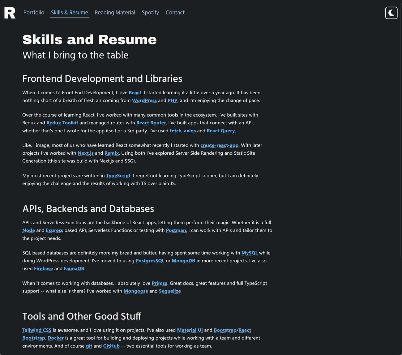 Screenshot of RoyAnger.com landing page