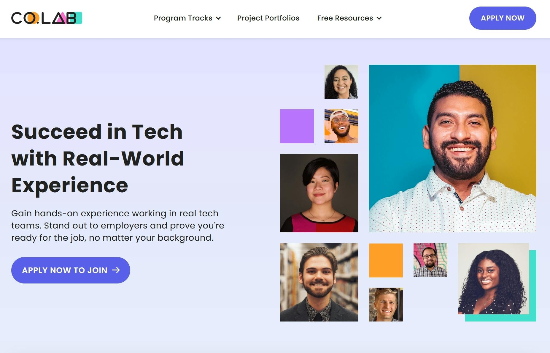 Screenshot of Co.Lab - A Great Experience landing page